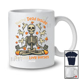Personalized Dead Inside Still Love Horses; Scary Halloween Custom Name Skeleton Yoga Workout T-Shirt