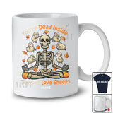 Personalized Dead Inside Still Love Sheeps; Scary Halloween Custom Name Skeleton Yoga Workout T-Shirt