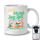 Personalized Deck The Palms; Joyful Christmas In July Summer Custom Name Santa Flamingo T-Shirt