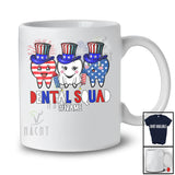 Personalized Dental Squad; Amazing 4th Of July Three Teeth US Flag; Custom Name Dentist T-Shirt