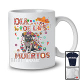 Personalized Dia De Los Muertos; Lovely Pug Dog Flowers Skeleton Skull; Custom Name Mexican T-Shirt
