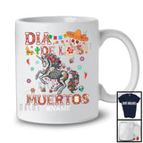 Personalized Dia De Los Muertos; Lovely Unicorn Flowers Skeleton Skull; Custom Name Mexican T-Shirt