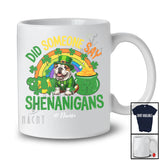 Personalized Did Someone Say Shenanigans; Lovely St. Patrick's Day Custom Name Bulldog Rainbow T-Shirt