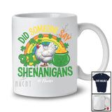 Personalized Did Someone Say Shenanigans; Lovely St. Patrick's Day Custom Name Chicken Rainbow T-Shirt