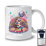 Personalized Disco Hedgehog Playing Guitar; Joyful Custom Name Guitarist Hedgehog; Music Lover T-Shirt