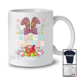 Personalized Dog Groomer; Proud Easter Flowers Leopard Bunny; Custom Name Dog Groomer Family T-Shirt