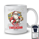 Personalized Don't Judge Santa In Training; Humorous Christmas Custom Name Bus Driver Santa T-Shirt