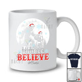 Personalized Double Believe; Amusing Christmas Custom Name Santa Bigfoot Forest; Moon T-Shirt