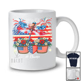 Personalized Dragonfly Flowers American Flag; Lovely 4th Of July Custom Name Patriotic T-Shirt