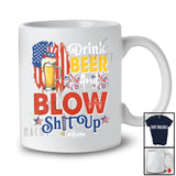 Personalized Drink Beer And Blow; Joyful 4th Of July US Flag Drinking; Custom Name Patriotic T-Shirt
