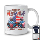 Personalized Drink Up Merica, Proud 4th Of July Custom Name 2 Men Afro Black, Patriotic T-Shirt