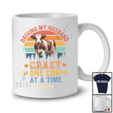 Personalized Driving My Husband Crazy One Cow; Cute Valentine Custom Name Couple; Vintage Retro T-Shirt