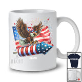 Personalized Eagle Riding Firecracker American Flag; Amazing 4th Of July Custom Name Patriotic T-Shirt