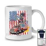 Personalized Eagle Riding Truck; Joyful 4th of July US Flag; Custom Name Driver Patriotic T-Shirt