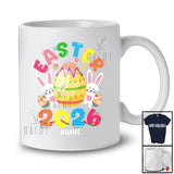 Personalized Easter 2026; Lovely Easter Eggs Hunting Bunny; Custom Name Family Group T-Shirt