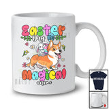Personalized Easter Day Is Magical; Lovely Bunny Riding Corgi; Custom Name Family Egg Hunt T-Shirt