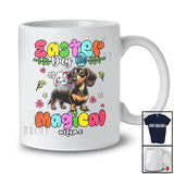 Personalized Easter Day Is Magical; Lovely Bunny Riding Dachshund; Custom Name Family Egg Hunt T-Shirt