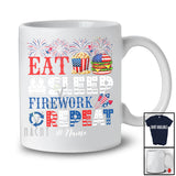 Personalized Eat Sleep Firework Repeat; Amazing 4th Of July Activities; Custom Name Patriotic T-Shirt