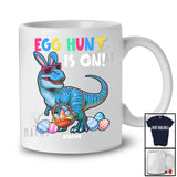 Personalized Egg Hunt Is ON; Awesome Easter Bunny T-Rex Hunting Eggs; Custom Name Family T-Shirt