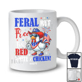 Personalized Feral But Free for Red White Chicken; Proud 4th Of July Custom Name Farmer Patriotic T-Shirt