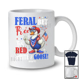 Personalized Feral But Free for Red White Goose; Proud 4th Of July Custom Name Farmer Patriotic T-Shirt