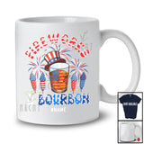 Personalized Fireworks and Bourbon; Cheerful 4th Of July Custom Name Drinking Drunker Patriotic T-Shirt