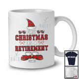 Personalized First Christmas As A Retirement; Humorous Custom Name Plaid Santa; Future Promoting T-Shirt