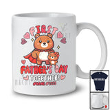 Personalized First Father's Day Together 2025; Lovely Custom Name Bear New Dad Daughter; Family T-Shirt
