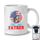 Personalized Fishing Father; Humorous Father's Day Custom Name Fisher US Flag; Family T-Shirt