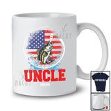 Personalized Fishing Uncle; Humorous Father's Day Custom Name Fisher US Flag; Family T-Shirt