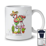 Personalized Flamingo Drinking Margarita; Cheerful Cinco De Mayo Custom Name Mexican; Drinking T-Shirt