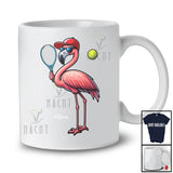 Personalized Flamingo Playing Tennis; Adorable Flamingo Sunglasses; Custom Name Sport Player T-Shirt