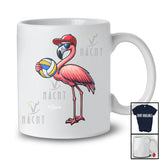 Personalized Flamingo Playing Volleyball; Adorable Flamingo Sunglasses; Custom Name Sport Player T-Shirt