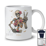 Personalized Floral Fall Skeleton; Awesome Halloween Custom Name Rose Flowers; Family T-Shirt