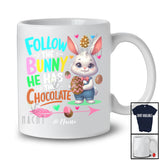 Personalized Follow The Bunny He Has The Chocolate; Lovely Easter Bunny Custom Name Couple T-Shirt