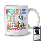 Personalized Found Them All; Happy Easter Custom Name Bunny Border Collie With Eggs Basket T-Shirt