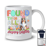 Personalized Found Them All; Happy Easter Custom Name Bunny Shetland Sheepdog With Eggs Basket T-Shirt
