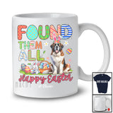 Personalized Found Them All; Happy Easter Custom Name Bunny St. Bernard With Eggs Basket T-Shirt