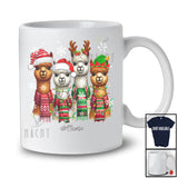 Personalized Four Santa Elf Reindeer Alpacas; Fantastic Christmas Lights Custom Name Wild Animal T-Shirt
