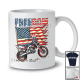 Personalized Freedom; Awesome 4th Of July American Flag Custom Name Dirt Bike; Patriotic T-Shirt