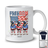 Personalized Freedom; Fantastic 4th of July Three US Flag Cow; Custom Name Farmer Patriotic T-Shirt