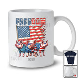 Personalized Freedom; Fantastic 4th of July Three US Flag Pig; Custom Name Farmer Patriotic T-Shirt