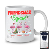 Personalized Friendsmas Squad; Awesome Christmas Lights Custom Name Three Flamingo T-Shirt