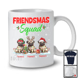 Personalized Friendsmas Squad; Awesome Christmas Lights Custom Name Three Pug T-Shirt