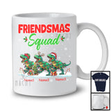 Personalized Friendsmas Squad; Awesome Christmas Lights Custom Name Three T rex T-Shirt
