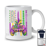 Personalized Game Controller American Flag; Awesome Mardi Gras Beads Custom Name Gamer T-Shirt