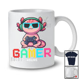 Personalized Gamer; Adorable Easter Custom Name Axolotl Playing Game Gaming; Eggs Hunt T-Shirt