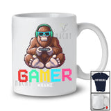 Personalized Gamer; Adorable Easter Custom Name Bigfoot Playing Game Gaming; Eggs Hunt T-Shirt