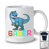 Personalized Gamer; Adorable Easter Custom Name T-Rex Playing Game Gaming; Eggs Hunt T-Shirt