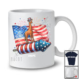 Personalized Giraffe Riding Firecracker American Flag; Amazing 4th Of July Custom Name Patriotic T-Shirt